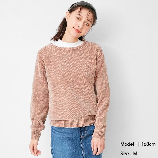 Chenille yarn crew-neck sweater (HK$99)