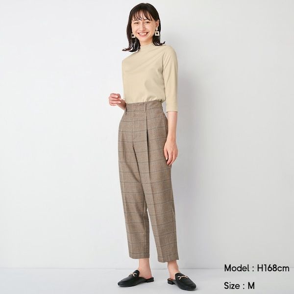 Check tuck tapered pants (¥990 +稅)