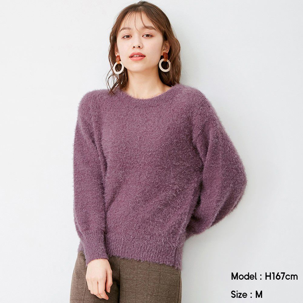 Feather yarn puff sleeve sweater (HK$99)
