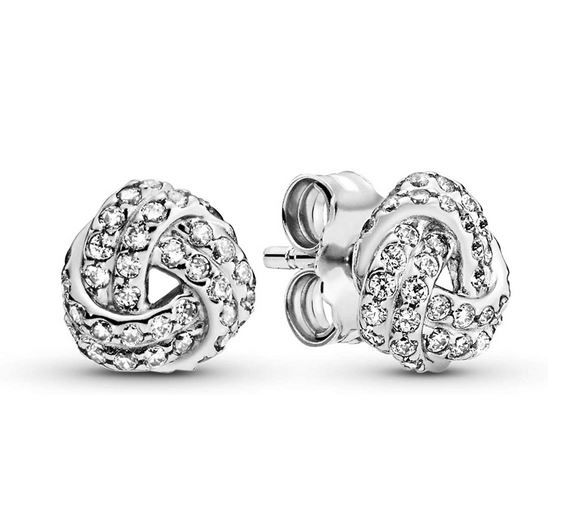 19. Shimmering Knot Stud Cubic Zirconia Earrings in Sterling Silver 售價HKD 513.74（香港售價 HKD 599）
