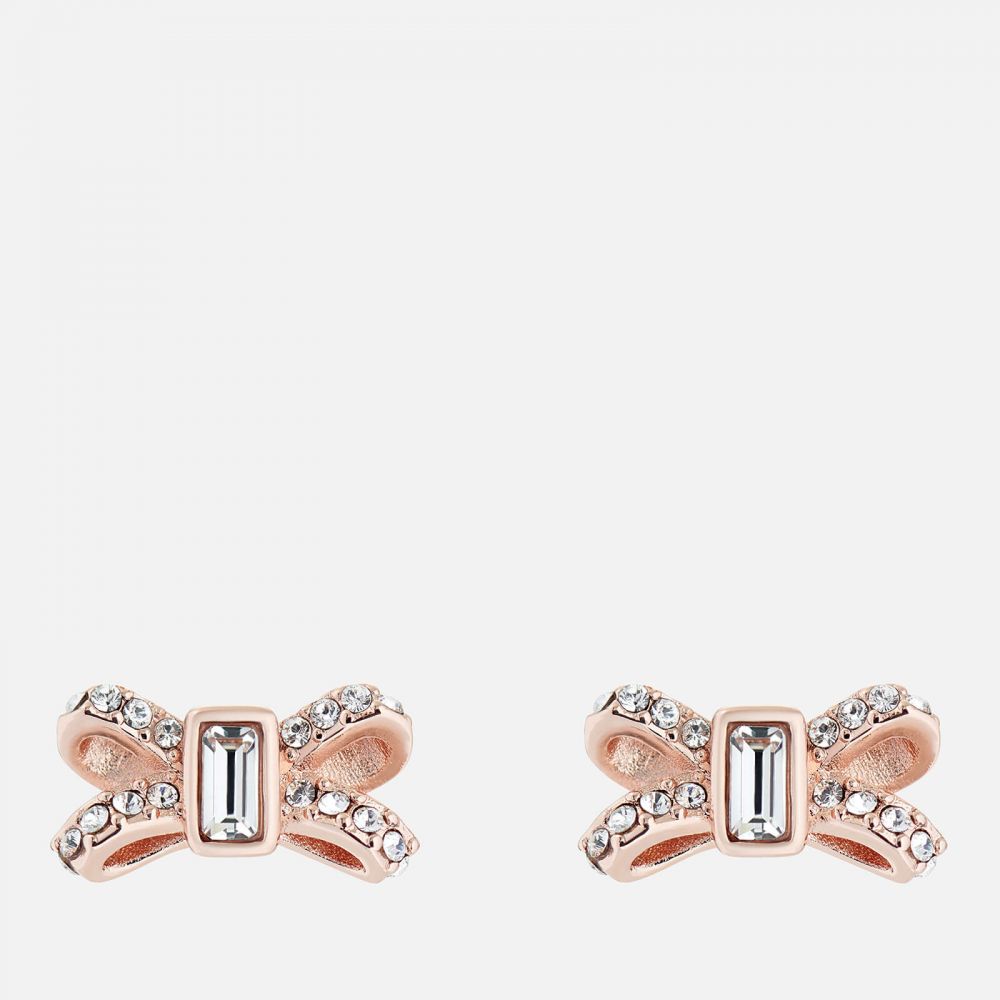 Sabla: Crystal Sparkle Bow Stud Earrings - Rose Gold/Crystal  | 原價£35 | 優惠價£26.25（約港幣HK$271）