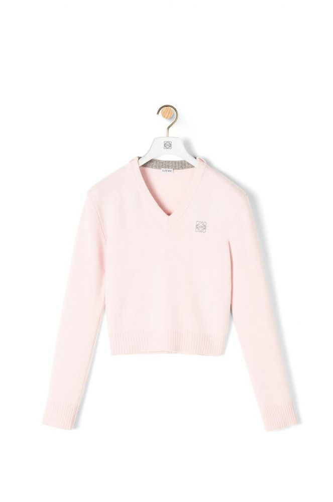 Anagram embroidered V-neck cropped sweater in wool 原價HK$ 5.950 | 特價HK$ 2.975