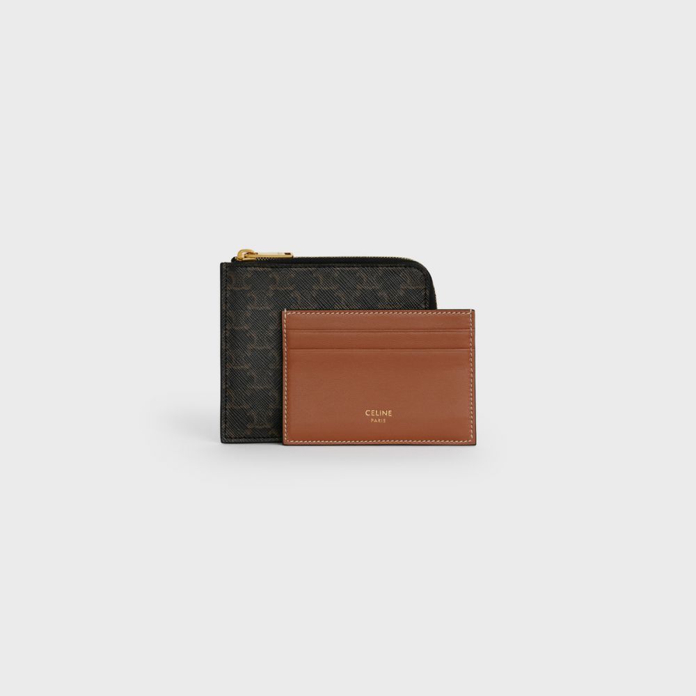 Zipped Purse with removable card holder in Triomphe Canvas and Lambskin  335 EUR 