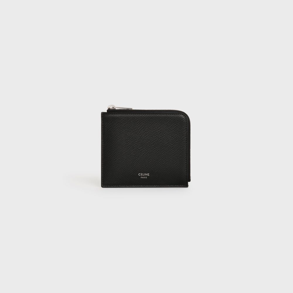 Zipped Purse with removable card holder in Grained and smooth calfskin  370 EUR 