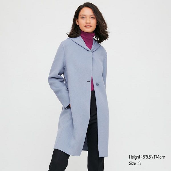 DOUBLE FACE HOODED COAT #62 BLUE (原價HK$599/現售HK$399)   連帽外套的設計可以修飾上半身肩頸部份的線條，同時也為外套增添幾分休閒趣味感。