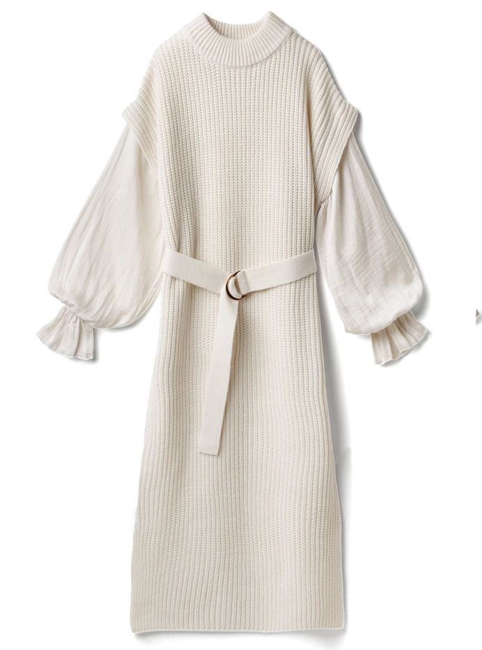 Sleeve blouse knit dress¥2,799
