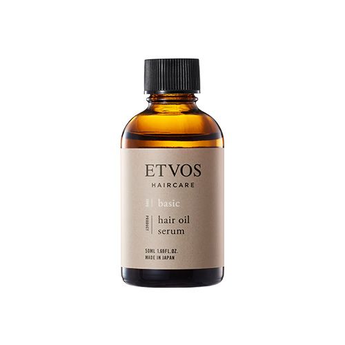 ETVOS Hair Oil Serum  不含矽、界面活性劑、防腐劑、鑛物油、顏料，成分溫和。可以防止頭髮褪色、修護熱力損傷。質地輕盈易吸收。