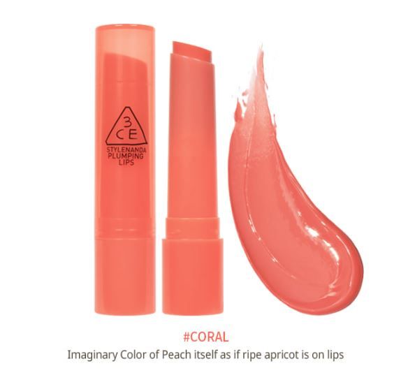 3CE PLUMPING LIPS #CORAL Price $13.00 USD