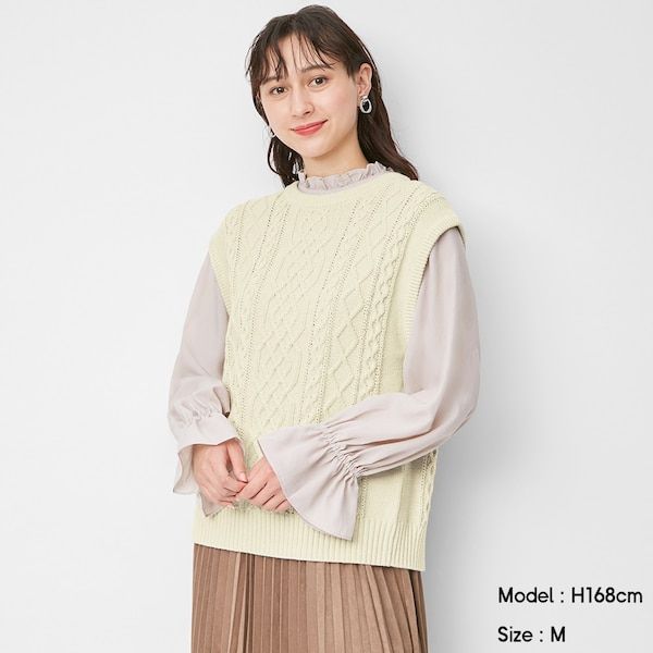 Cable back slit knit vest (¥1,990+稅)