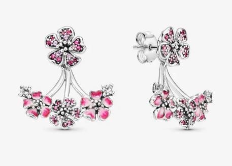 粉紅桃花針式耳環 原價  HK$999.00 現價 HK$499.00
