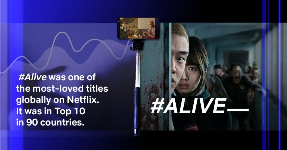 恐怖類：《#Alive》這個榜首整個亞洲地區都一致。首爾爆發不知名病毒，所有市民變成喪屍，劉亞仁和朴信惠只能透過無線電溝通，逃離險境。