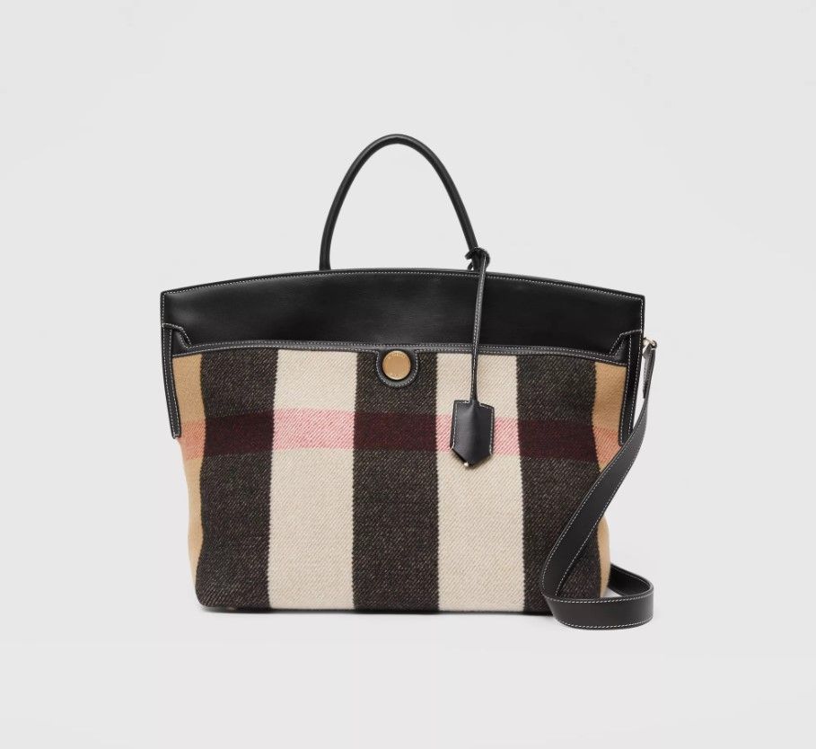 Check Merino Wool Cashmere Society Top Handle Bag (HK$19,900/45 x 16 x 30cm)