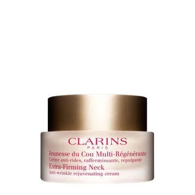 （2. CLARINS Extra-Firm煥顏緊緻頸霜）50ml/680港元 蘊含李子核仁、向日葵萃取，能滋潤乾燥肌膚，平滑表層肌膚，有助減淡頸紋、提拉緊緻。
