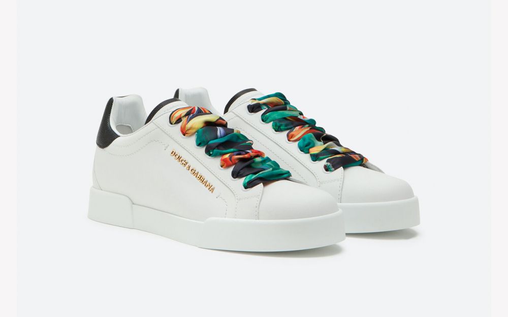 Portofino印花真絲鞋帶與字母裝飾納帕小牛皮運動鞋  HK$5.100