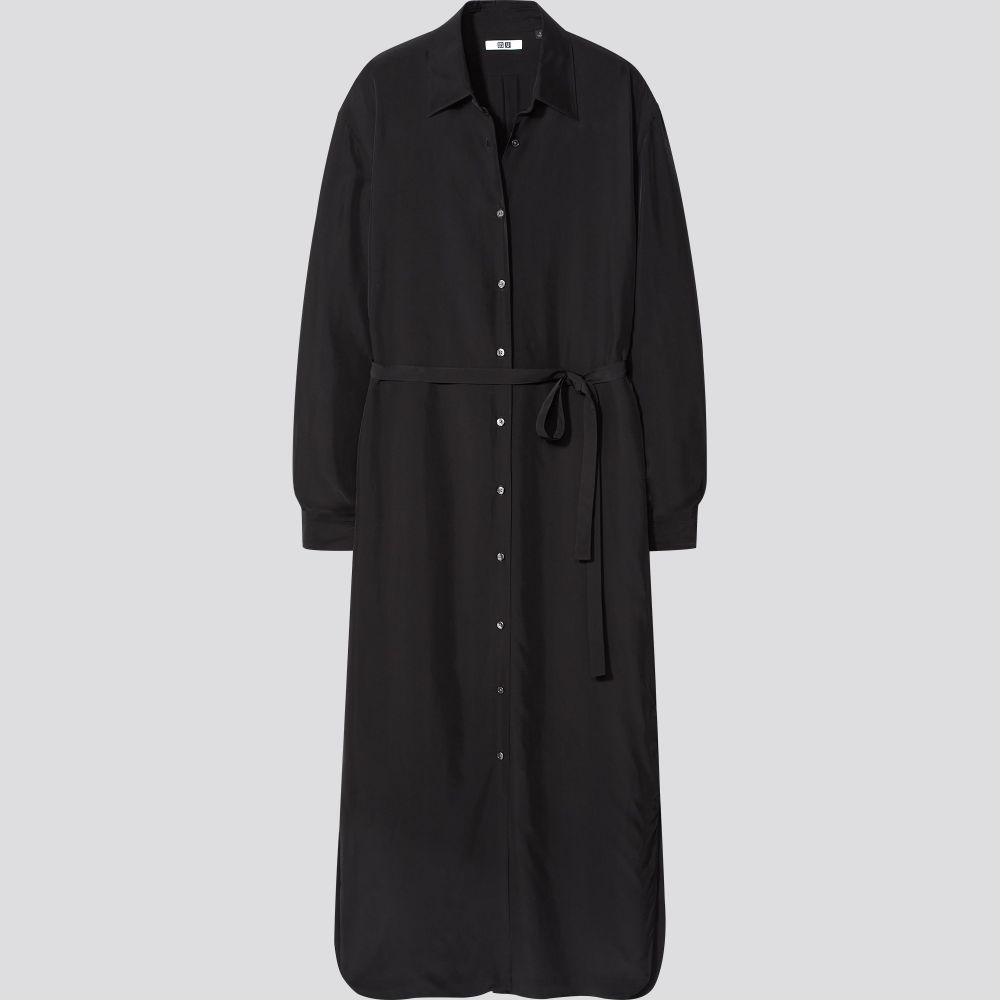 U光澤感嫘縈恤衫款連身長裙 (HK$399) U光澤感嫘縈恤衫款連身長裙 (HK$399)