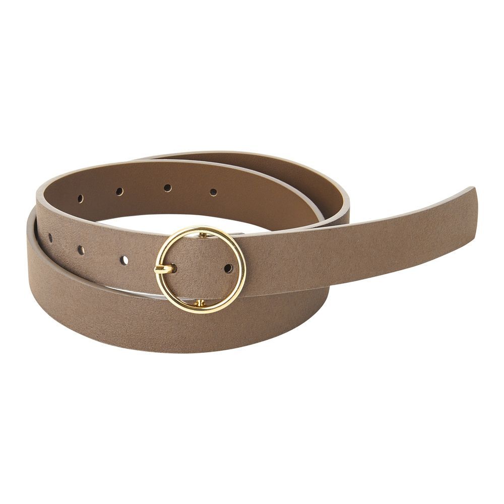 Faux suede circle buckle belt ($99)