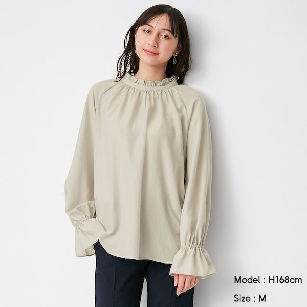 2WAY frill-neck gather blouse ($179)