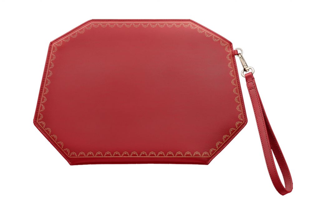 GUIRLANDE DE CARTIER 手拿包，中型款 紅色小牛皮  HK$6,550