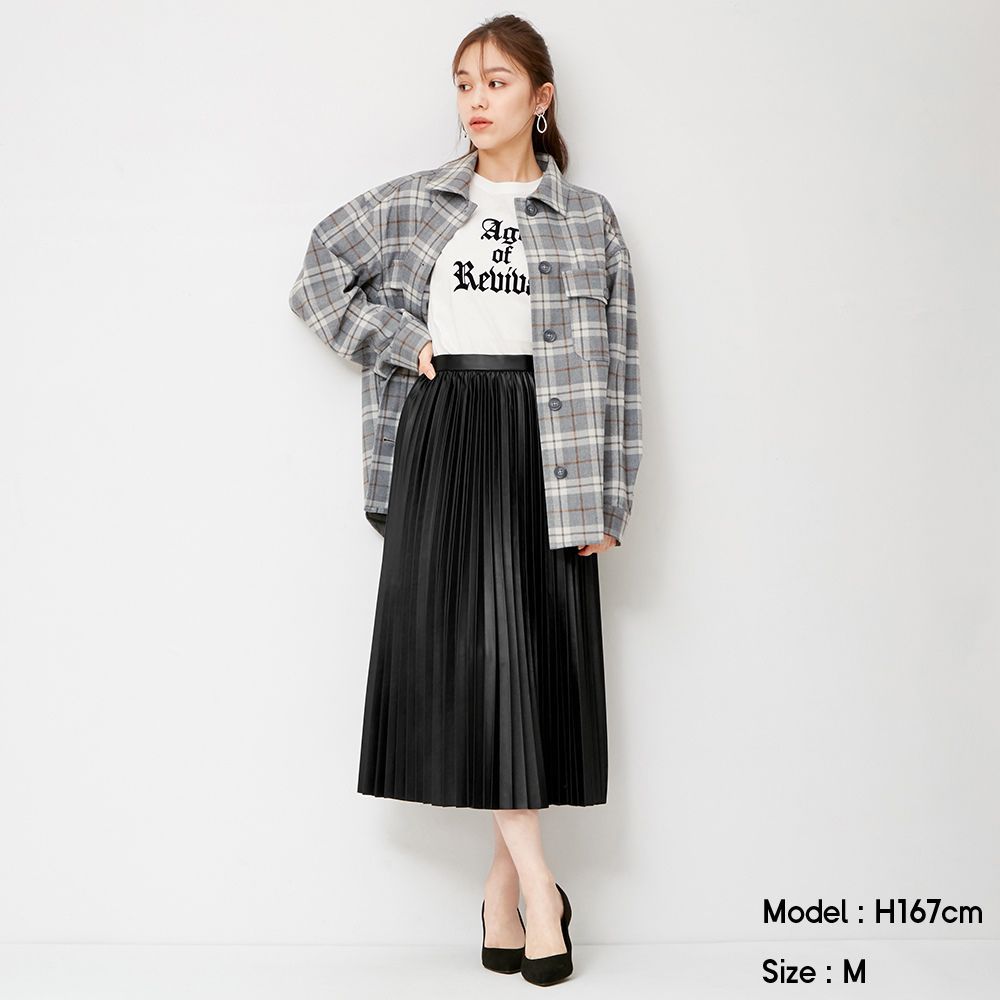 Faux leather pleated skirt  (原價：HK$179/現售：HK$59)