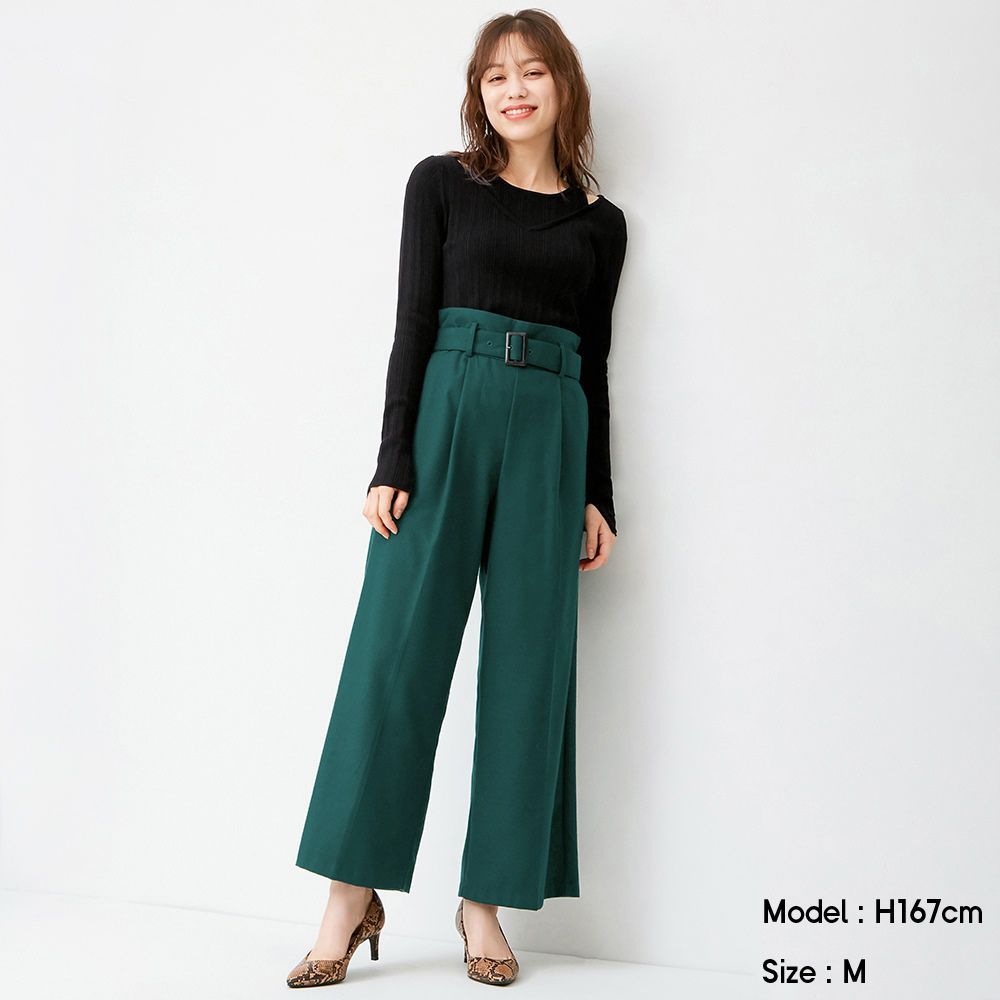 Brushed belted wide pants  (原價：HK$199/現售：HK$99)
