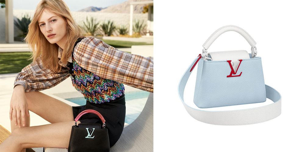 【7.Louis Vuitton Capucines】 將傳統與現代完美平衡的Louis Vuitton Capucines手袋，在2021春夏季，將以前衛新穎姿態登場。簡約單色、多彩拼色或是手柄的多樣材質設計，充滿時尚潮流氣息。