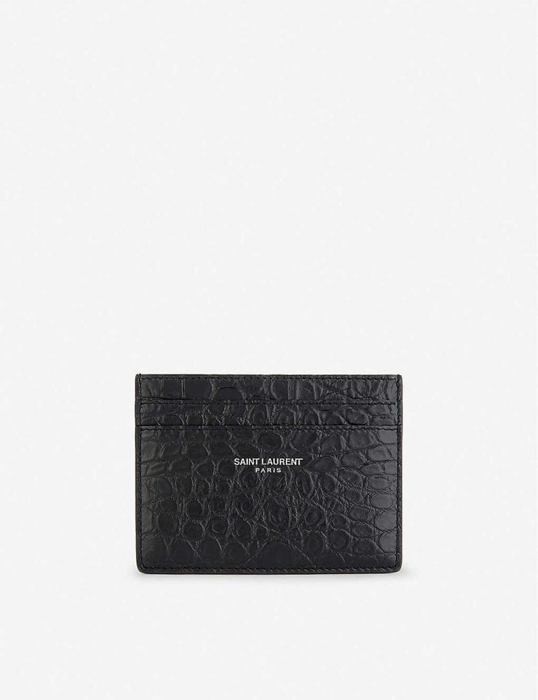 【2021新品】SAINT LAURENT Leather crocodile embossed card holder 網購價 HK $1530