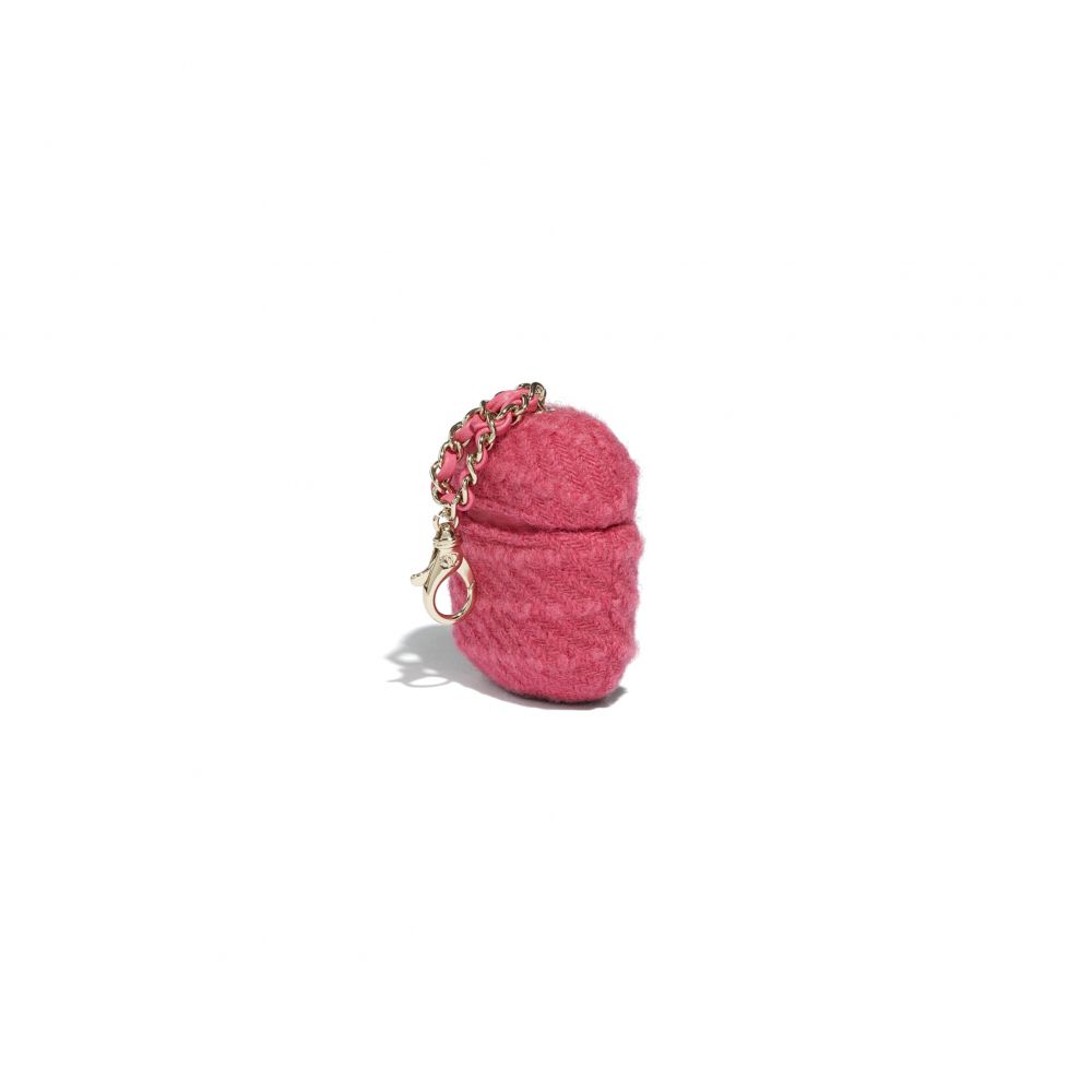 airpods皮套｜斜紋羊毛及金色金屬｜草莓粉紅色｜hkd 6,600*