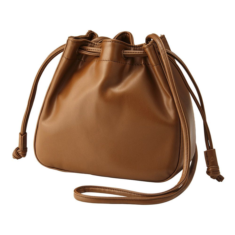 Soft faux leather drawstring bag│HK$179