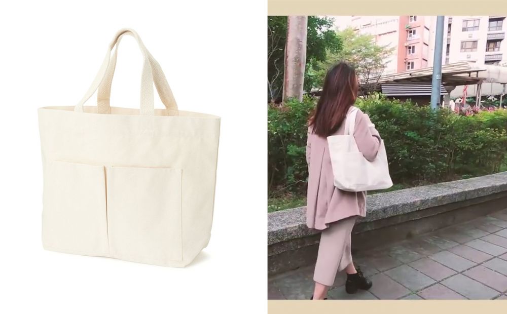 有機棉帆布手挽袋 | HK$85 |  米色有機棉環保袋，厚度適中，同樣非常實用。