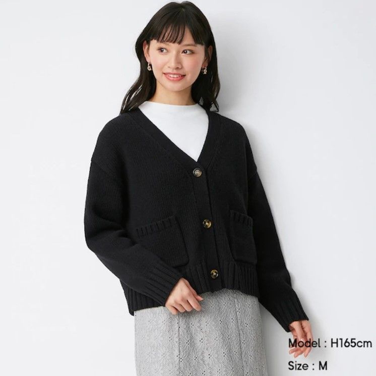 Cotton blend boxy cardigan (¥2,490+稅)
