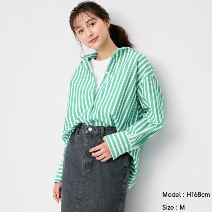 Striped oversized shirt (¥1,990+稅)