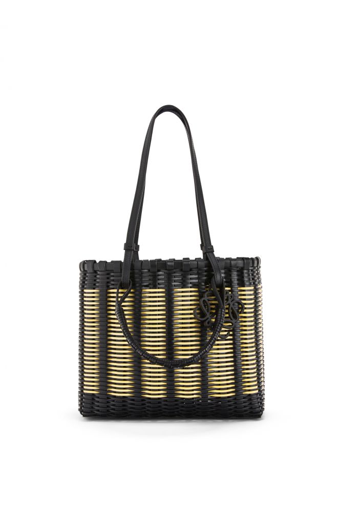 Double Handle Square Tote bag in rattan and calfskin 售價HK$ 15,350 