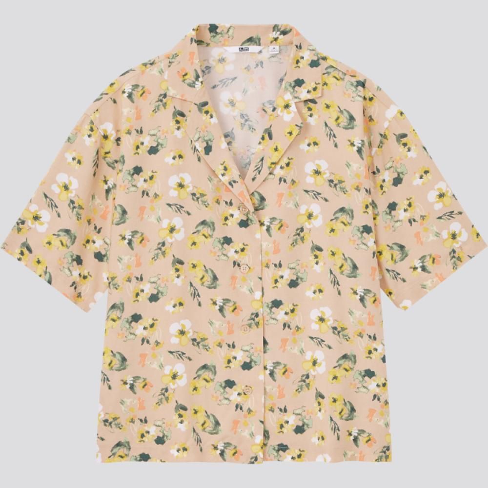 UNIQLO 女裝 Rayon 嫘縈開領恤衫 [短袖]  HK$149