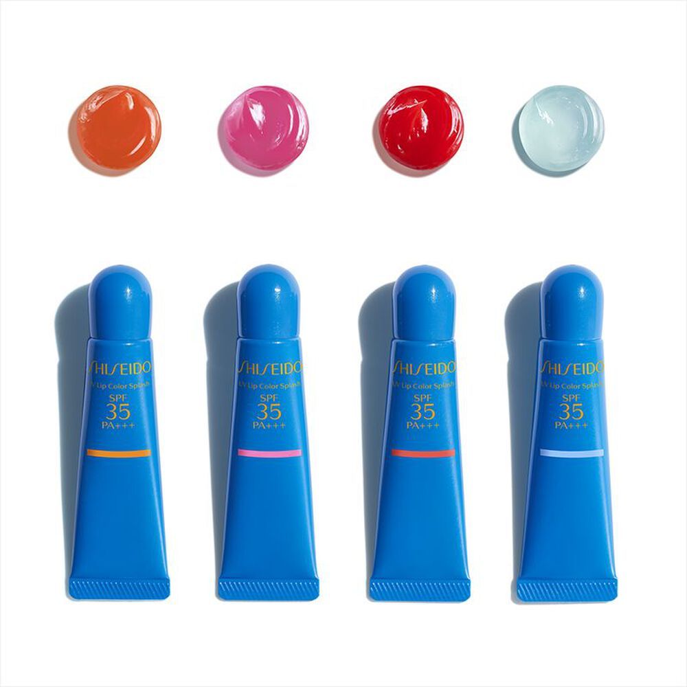 SHISHEIDO 防UV唇彩  10g  2,750日元（含稅）。  這款防曬唇彩，一共有4種顔色，質感輕盈，在保持嘴唇滋潤的同時具備SPF35 / PA +++防禦紫外線的功效。