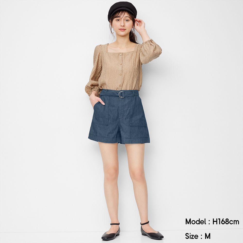 Denim belted shorts (原價：HK$149/特價：HK$129)