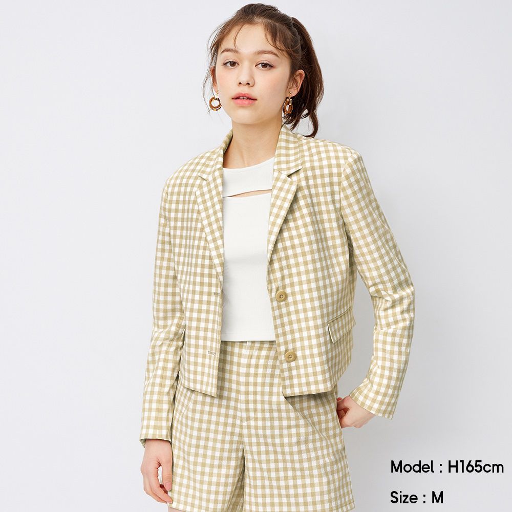Cropped jacket - gingham (原價：HK$299/特價：HK$199)