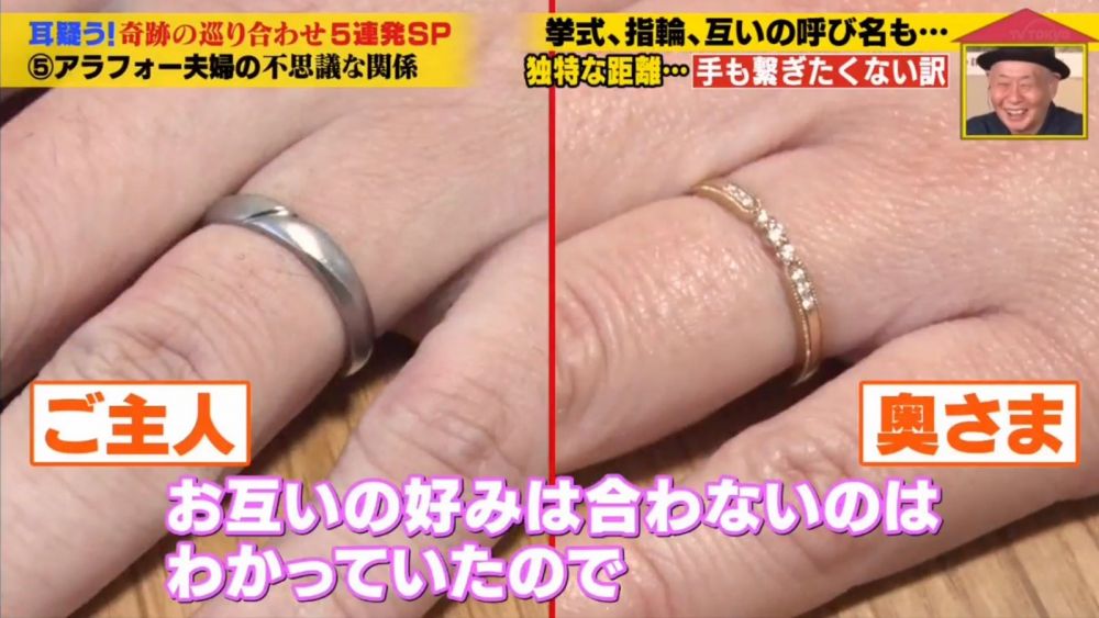 【#2結婚戒指不成對】就連結婚戒指也按照各自喜好選擇了自己喜歡的款式，完全不在意夫妻對戒的概念。