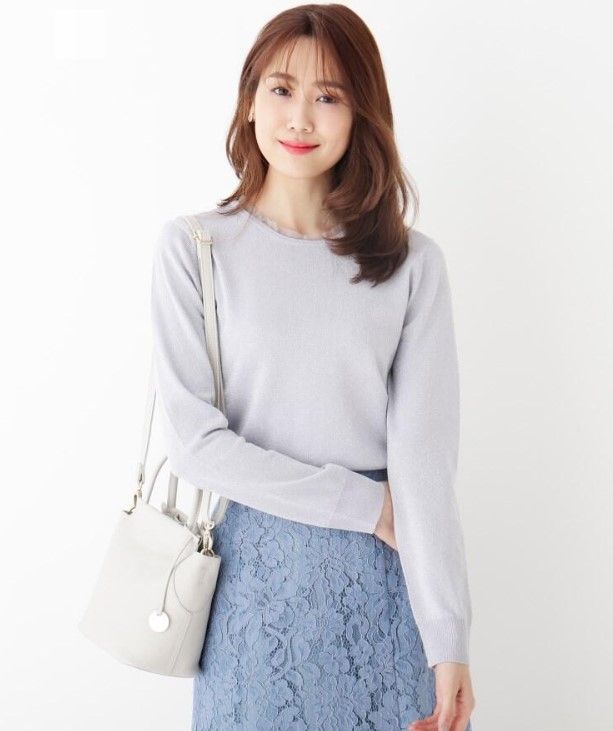 Lame tulle frill neck knit｜¥1,973