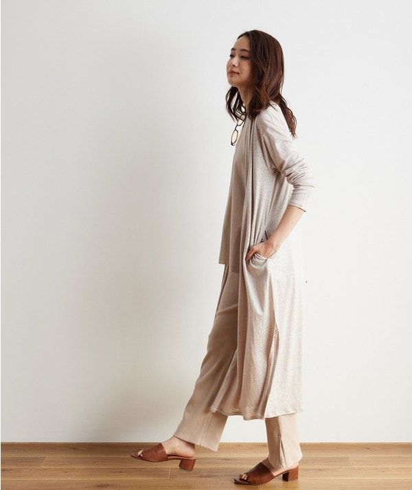 French linen jersey long cardigan｜¥8,172+税