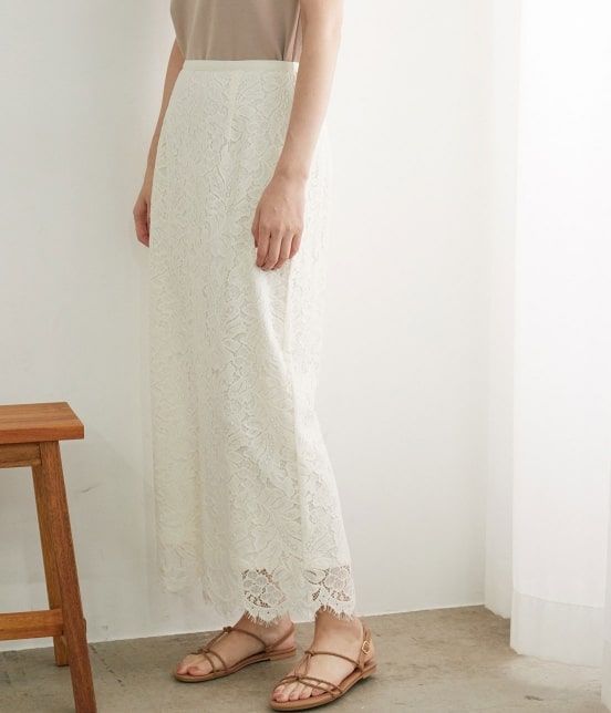 Leaf lace long skirt｜¥3,300
