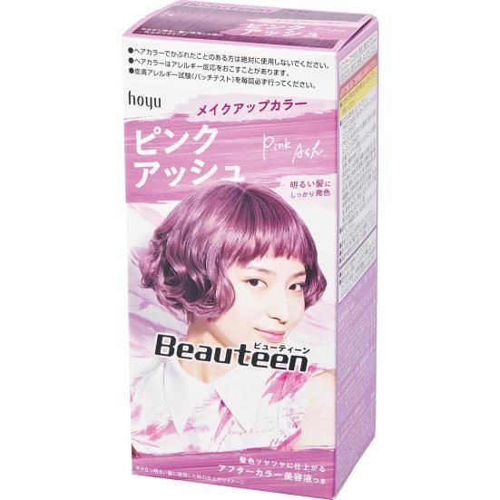 【評級：C】Beauteen Make Up Color  - 灰粉色 (602日元) 「──紅棕色調自然色！」 若本身頭髮未經漂染，髮色不夠淺的話，難以染出包裝上的粉紅色。