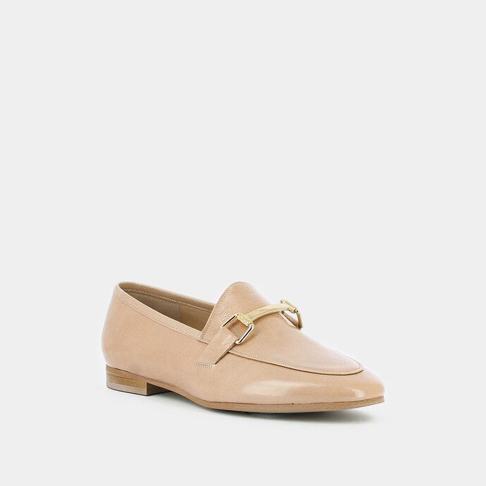 MOCASSINS WITH BAR EMBELLISHMENT in nude old leather ‌｜HK$1400