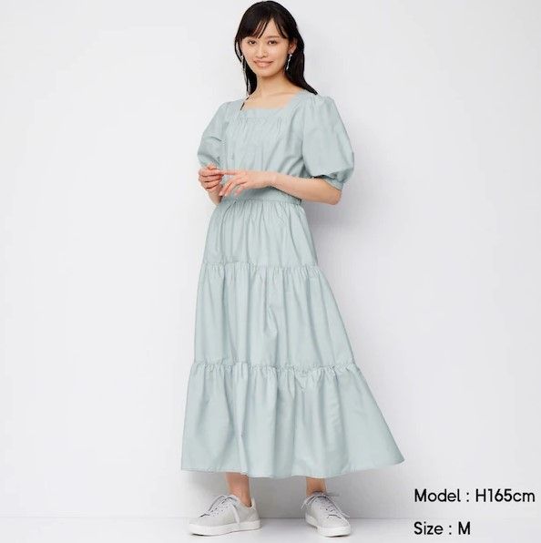 Square neck tiered dress｜¥2,990