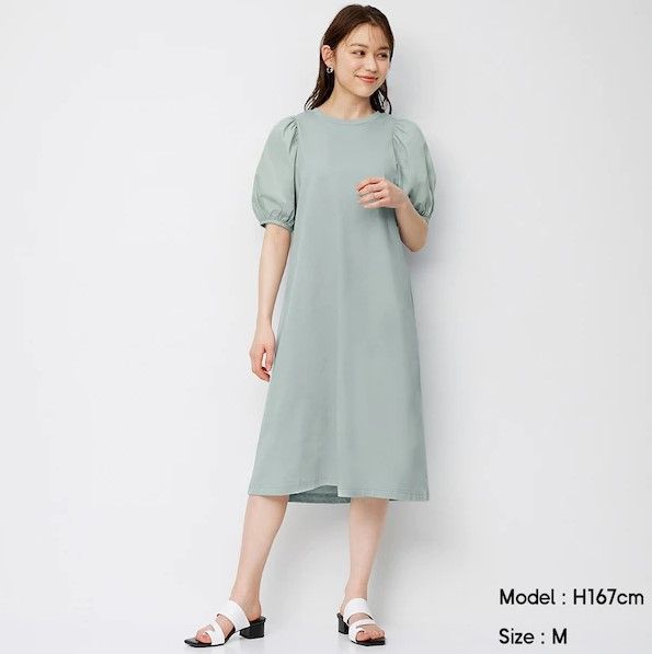 Cloth combination volume sleeve dress｜¥1,990