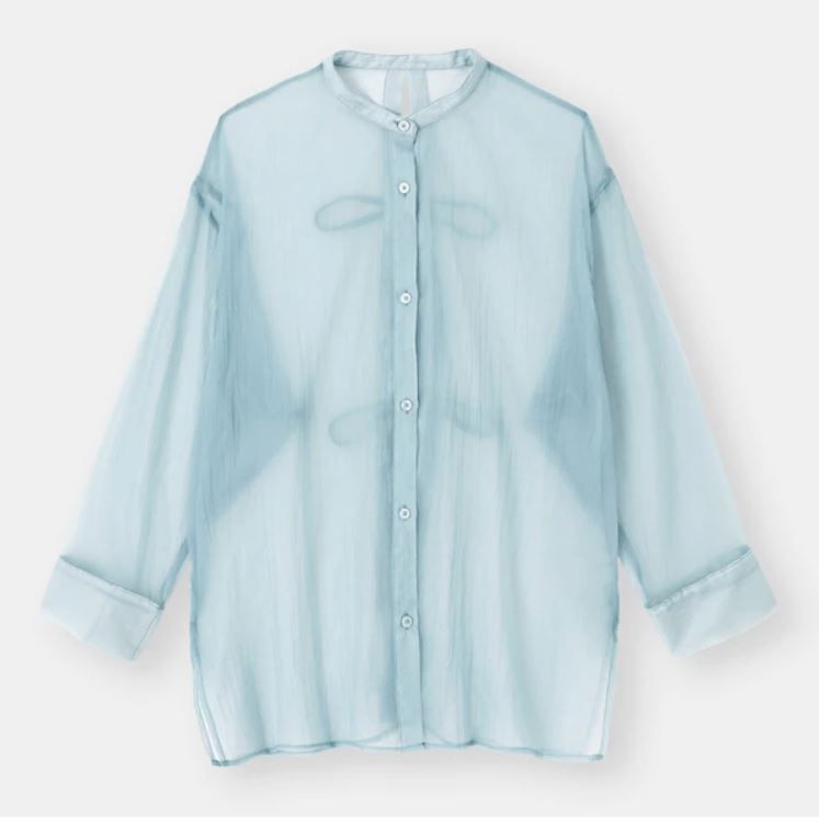 Sheer Back Ribbon Shirt長袖+E  日元¥1,990 61 BLUE