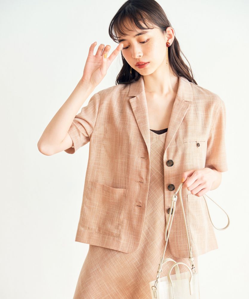 Hemp-like short sleeve jacket｜¥12,100