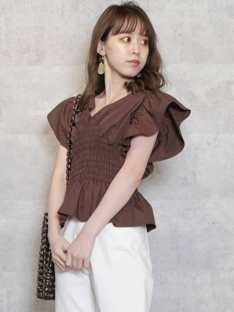 Gathered shirring frilled blouse｜6,930円