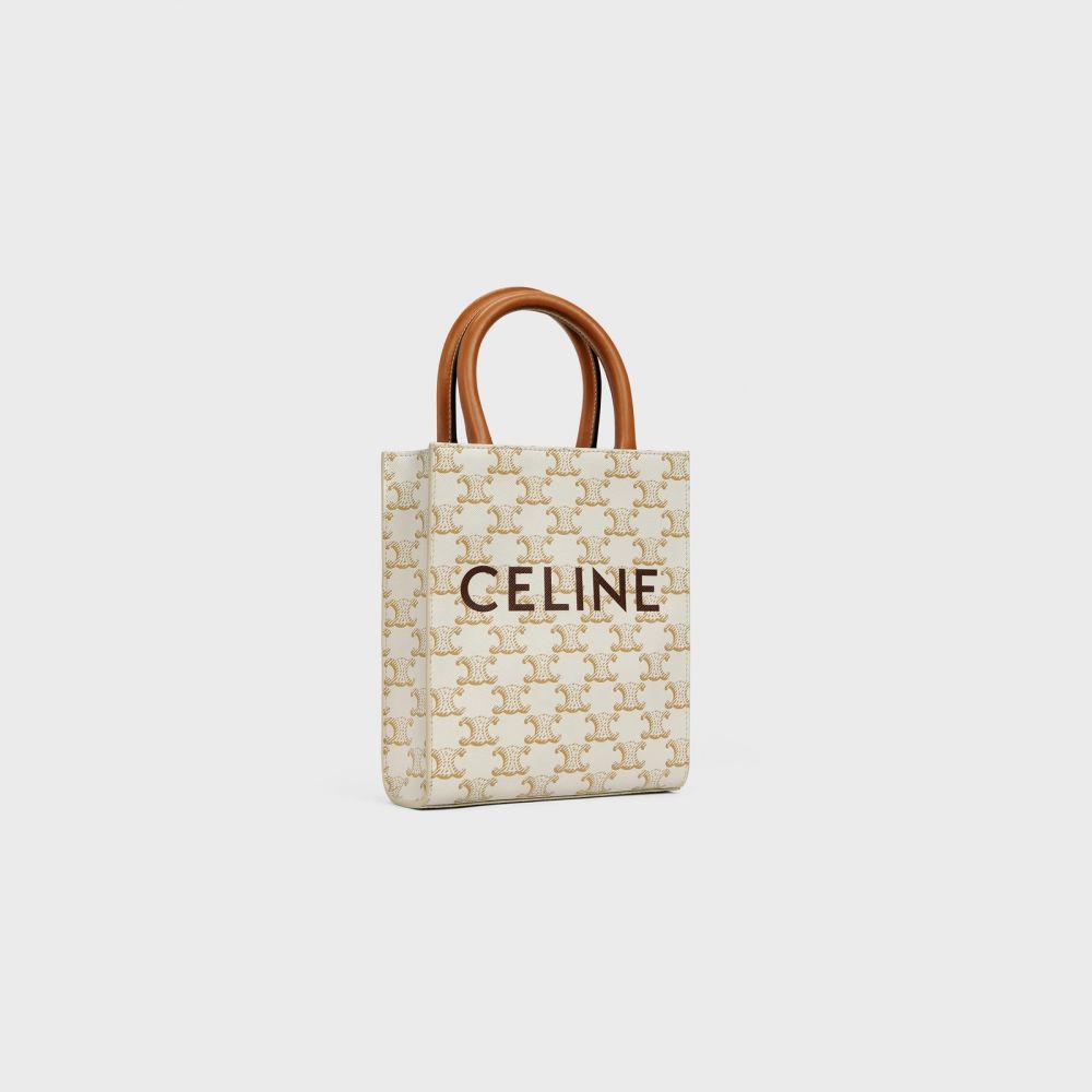 MINI VERTICAL CABAS IN TRIOMPHE CANVAS AND CALFSKIN WITH CELINE PRINT WHITE HK$11,000