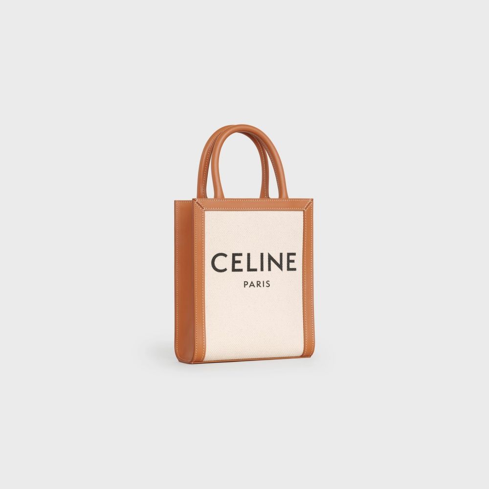 MINI VERTICAL CABAS CELINE IN TEXTILE WITH CELINE PRINT AND CALFSKIN NATURAL / TAN HK$11,000