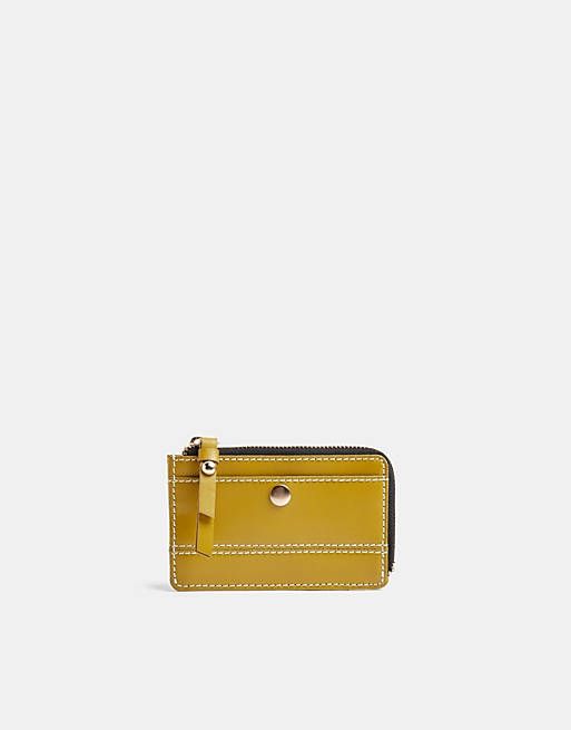 Topshop leather topstitch purse in olive (原價：HK$158.62/特價：HK$78.84)